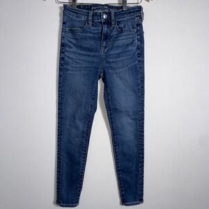 American Eagle Jeans Women's‎ Sz 2 Short Blue Stretch Hi-Rise Jegging